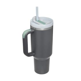 Ochapa 40 Oz Tumbler With Handle Straw Insulated, Stainless Steel Spill Proof Vacuum Coffee Cup Tumbler With Lid Tapered Mug (Option: Charcoal)