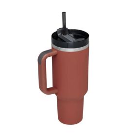 Ochapa 40 Oz Tumbler With Handle Straw Insulated, Stainless Steel Spill Proof Vacuum Coffee Cup Tumbler With Lid Tapered Mug (Option: Red Rust)