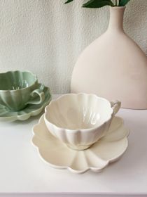 Vintage Ceramic Household Coffee Set Suit (Option: Milky White Lotus Saucer Suit-190ml)
