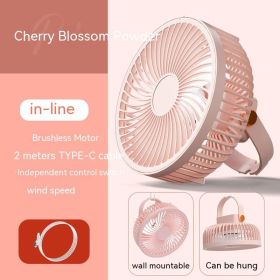 Small Electric Fan Rechargeable Night Light Portable Summer Cartoon Moving Student Bed Head Wall Desktop Mini (Option: Pink 1-Usb Plug In)