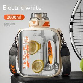Sports Large Water Bottle Large Capacity Outdoor Portable Barrels High Temperature Resistant (Option: White-2000ml)