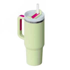 Ochapa 40 Oz Tumbler With Handle Straw Insulated, Stainless Steel Spill Proof Vacuum Coffee Cup Tumbler With Lid Tapered Mug (Option: Light Green)