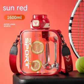 Sports Large Water Bottle Large Capacity Outdoor Portable Barrels High Temperature Resistant (Option: Red-1600ml)