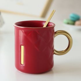 Creative Ceramic Mug Gold-plated Handle Coffee Cup (Option: Red-300ml 400ml)
