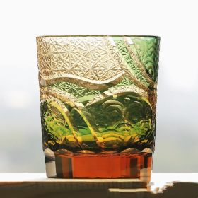 Carved Lead-free Crystal Glass Whisky Tumbler (Option: Green Moon Sea)