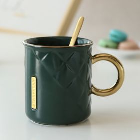 Creative Ceramic Mug Gold-plated Handle Coffee Cup (Option: Green-300ml 400ml)
