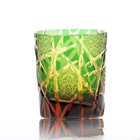 Carved Lead-free Crystal Glass Whisky Tumbler (Option: Amber Green Lightning Pattern)
