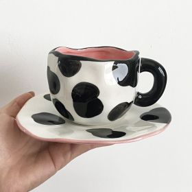 Retro Young Girl Heart Hand Pinch Coffee Set (Option: Black Handle Cow-200ml)
