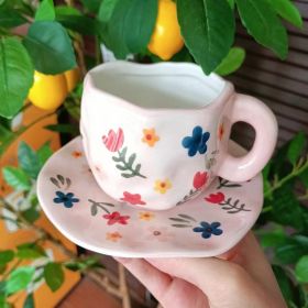 Retro Young Girl Heart Hand Pinch Coffee Set (Option: Floral Foundation-200ml)