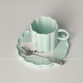 Macaron Color Series Ceramic Cup Dish (Option: Fresh Water Blue-250mL)