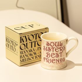 Good-looking Ceramic Couple Water Cup Vintage Gift For Girls Breakfast Coffee Mug (Option: Red Letter Color Box Package-380ml)