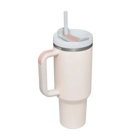 Ochapa 40 Oz Tumbler With Handle Straw Insulated, Stainless Steel Spill Proof Vacuum Coffee Cup Tumbler With Lid Tapered Mug (Option: Rose Quartz)
