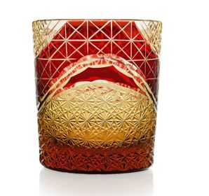 Carved Lead-free Crystal Glass Whisky Tumbler (Option: Red mountain chrysanthemum)
