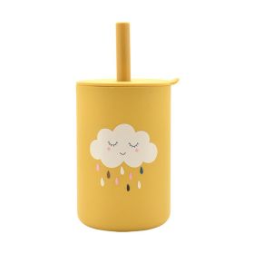Silicone Children's Straw Straight Tube Leak-proof Shatter Proof Baby Drink Learning Cup Training Suction Cup (Option: Cloud-150ml)