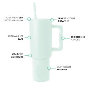 40oz Handle Cup 304 Stainless Steel Cold Insulation Large Ice Cup (Option: Mint Green-40oz)