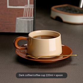 Household Fashion Ceramic Coffee Set Suit (Option: Dark Coffee-Cup and Saucer and Spoon)