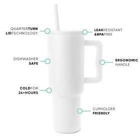 40oz Handle Cup 304 Stainless Steel Cold Insulation Large Ice Cup (Option: Winter White-40oz)