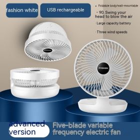 Small Electric Fan Rechargeable Night Light Portable Summer Cartoon Moving Student Bed Head Wall Desktop Mini (Option: White 3-Usb Plug In)