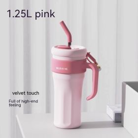 Solid Color American Vacuum Cup 316 Stainless Steel Coffee Cup (Option: Pink-1250ML)