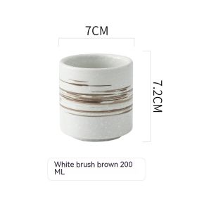 Japanese Creative Porcelain Cup Tableware (Option: White Brush Brown-101to200ml)