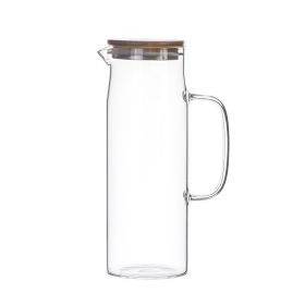 Household Large Capacity Glass Cold Water Bottle (Option: 1200ml Bamboo Cap)