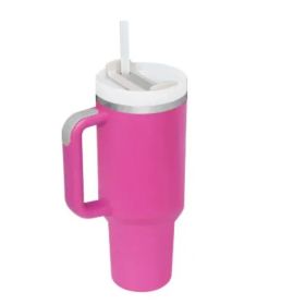 Ochapa 40 Oz Tumbler With Handle Straw Insulated, Stainless Steel Spill Proof Vacuum Coffee Cup Tumbler With Lid Tapered Mug (Option: Roseo)