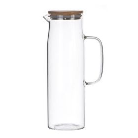 Household Large Capacity Glass Cold Water Bottle (Option: 1500ml Bamboo Cap)