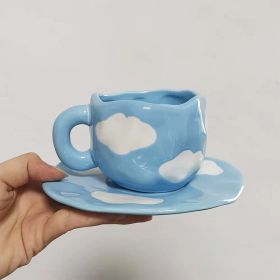 Retro Young Girl Heart Hand Pinch Coffee Set (Option: Blue Sky And White Clouds-200ml)