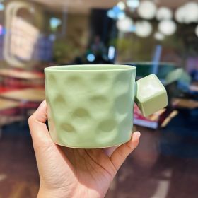 Nordic Style Glaze Ceramic Square Handle Creative Office Water Glass (Option: Nordic Square Green-Default Item)