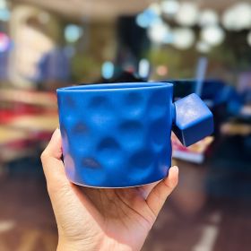 Nordic Style Glaze Ceramic Square Handle Creative Office Water Glass (Option: Nordic Square Handle Blue-Default Item)